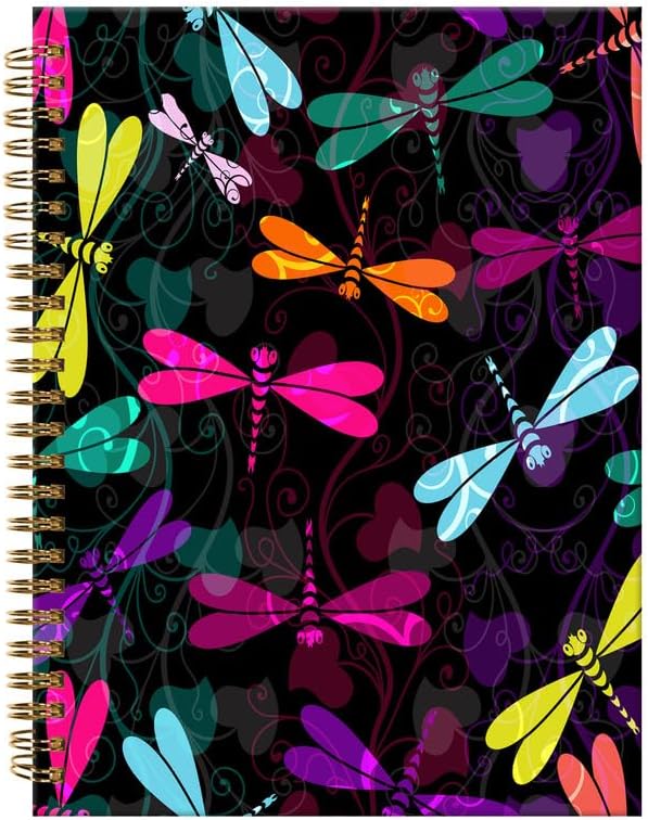 Spiral Journal Notebook,A5 Hardcover Lined Journals for Women Girl 6 x 8.3 in,120 Pages Thick Paper,Cute College Ruled Writing Notebook for Gifts Office Work School(Colorful Dragonfly)