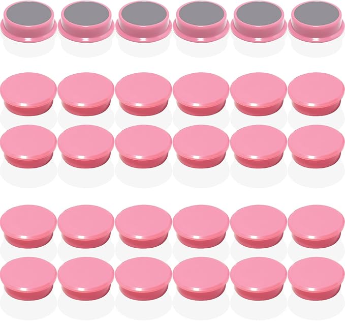 Fridge Magnets, 30 PCS Magnet Refrigerator Magnets Small Magnets for Whiteboard, Round Strong Magnets Heavy Duty Magnets Cute Mini Whiteboard Magnets for Fridge Locker Classroom Office (Pink)