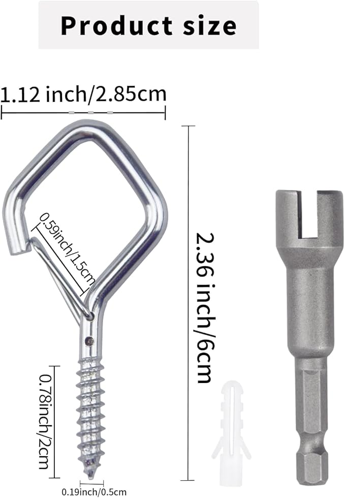 100 PCS Silver Eye Screw Hooks for Hanging Heavy Duty with Safety Buckle.Metal Ceiling Hooks for Hanging Plants Cup Wind Chime Bird Feeders Patio Lights at Indoor&Outdoor