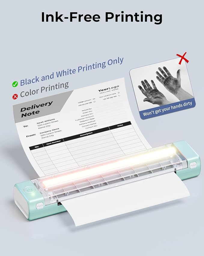 Phomemo Inkless Portable Printer for Travel - [Upgrade] Wireless Thermal Printer Compatible with Phone & Laptop, Bluetooth Printers Supports 8.5" X 11" Letter Thermal Paper, Come with Carry Case