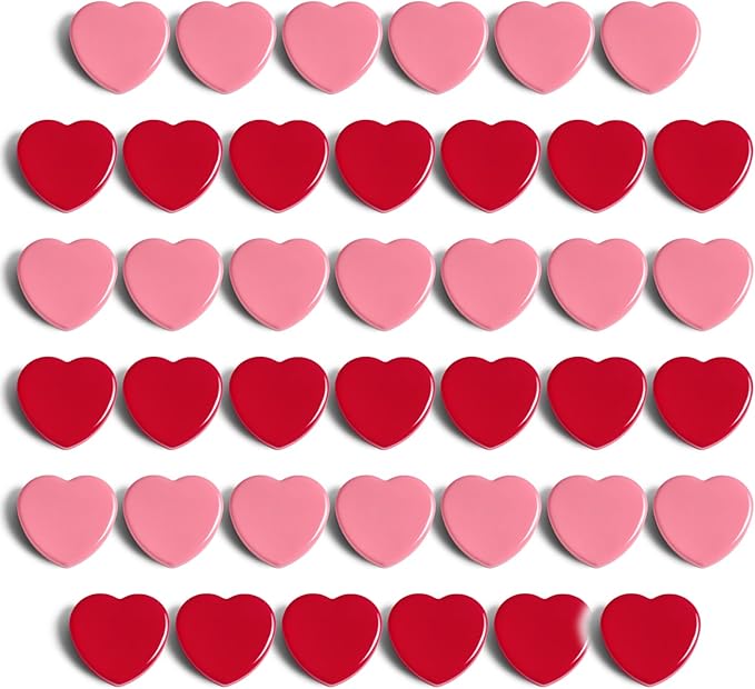 ZDZBLX 40PCS Heart Fridge Magnets - Cute Mini Strong Magnets for Whiteboard & School Lockers - Decorative Refrigerator Magnets - Heavy Duty Small Magnet for Kitchen, Home, Office, Crafts (Pink +Red)