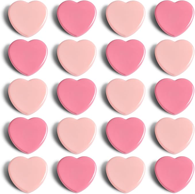 ZDZBLX 20PCS Pink Heart Fridge Magnets - Small Strong Magnets, Heavy Duty Refrigerator Magnets for Whiteboard School Crafts Lockers, Decorative Cute Mini Magnet for Kitchen Office Classroom (2 Colors)