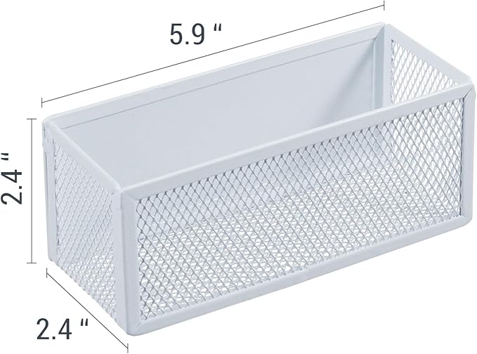 MyGift White Wire Mesh Magnetic Storage Baskets, Whiteboard Accessories, Classroom and Office Supply Organizer, Set of 3