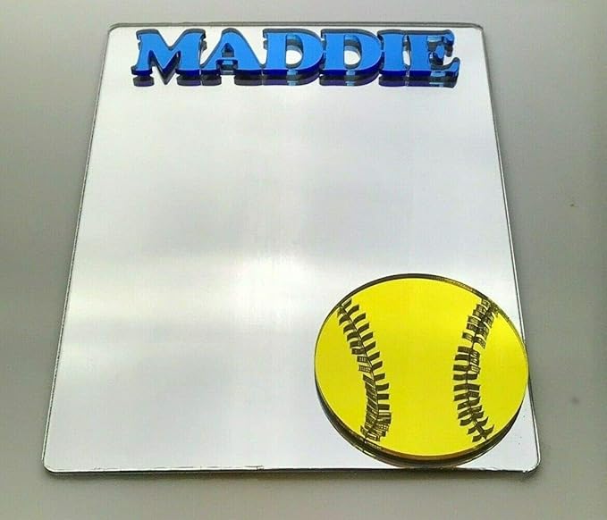Softball Sports Player Inside of Locker Mirror Personalized Back to School Color Style Cheerful Decor Magnetic Home Office Gym Locker Organizer Accessory, Refrigerator Magnet Quality & Fun in One!