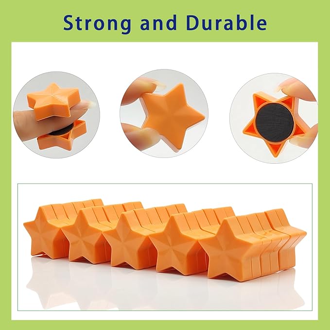 Fridge Magnets - 30 Pcs Refrigerator Magnets Strong Small Whiteboard Magnet, Heavy Duty Mini Magnets for Kitchen, Locker, Office, Classroom & Office Use - Decorative Cute Magnet (Star, Orange)