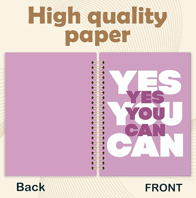 KRHFG Rrose red Inspirational Spiral Notebook, Motivational Journal, Positive Affirmation Journals for Writing, Yes You Can Girly Preppy Notebooks for Note Taking, 5.5x8.3 Inch