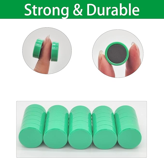 ZDZBLX 30 Pack Strong Fridge Magnets, Heavy Duty Round Refrigerator Magnets, Small Whiteboard Magnets for Fridge, Locker, Crafts, Kitchen, Office, Classroom, Mini Cute Magnet for Home & School (Green)