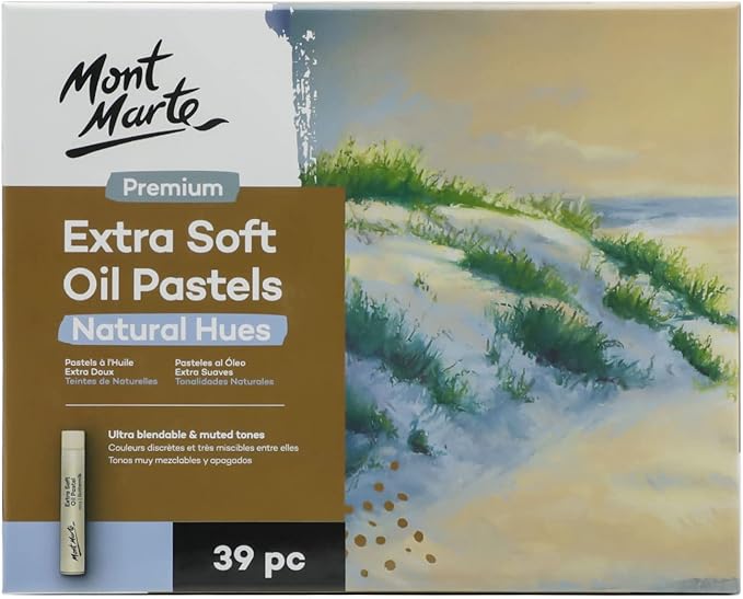 Mont Marte Extra Soft Oil Pastels Natural Hues Premium 39pc, Assorted Natural Oil Pastel Colors, Vibrant, Buttery, Versatile Art Pastels for Blending, layering & Shading, Coloring and Sketching