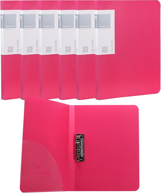 Acocony Punchless Binder with Clamp Letter Size Punchless Clamp Binder 8.5 x 11 Report Covers Plastic Rose Red Pack of 6