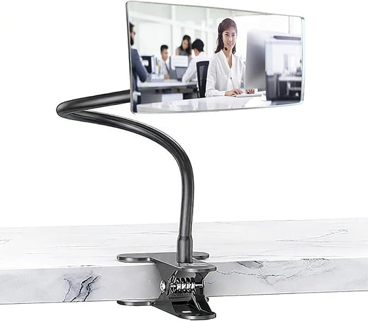 Clip-On Security Mirror to See Behind You - 6.7" x 3" Convex Cubicle Mirror for Personal Safety, 360° Adjustable Rear View Monitor for Desk, Office, Warehouse & Workplace Security - 12in