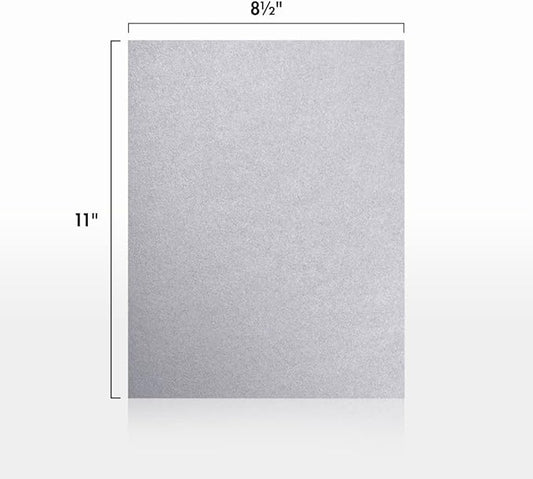 LUXPaper 8.5" x 11" Cardstock | Letter Size | Silver Metallic | 105lb. Cover (192lb. Text) | 50 Qty