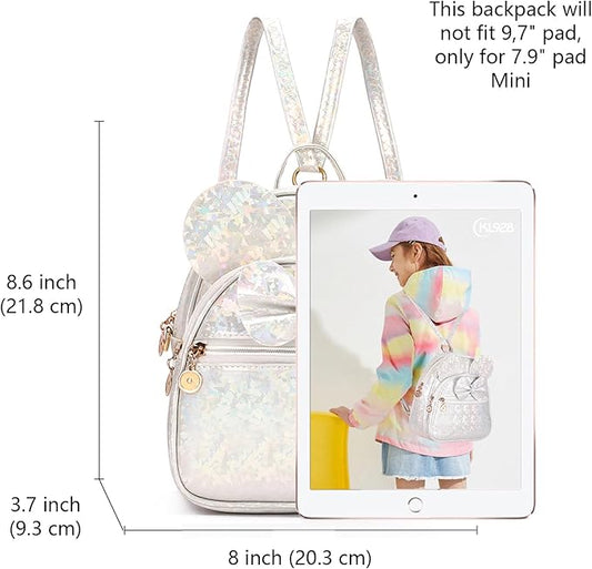 KL928 Girls Bowknot Polka Dot Cute Mini Backpack Small Daypacks Convertible Shoulder Bag Purse for Women