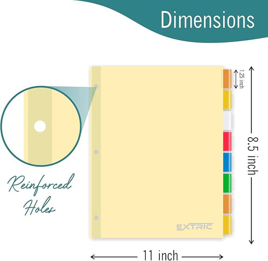8-Tab Binder Dividers for 3 Ring Binder, Insertable Multicolor Big Tabs, Letter Size Paper Divider, 8.5 x 11 inch, 3 Sets (24 Dividers Total)