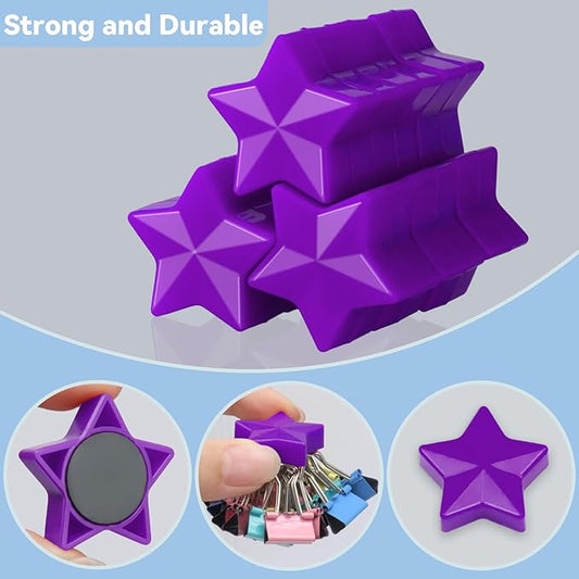 ZDZBLX 30 Pack Purple Fridge Magnets, Strong Refrigerator Magnets, Small Heavy Duty Magnets for Whiteboard, Cute Decorative Star Mini Magnet for Fridge, Office, Kitchen, Classroom, Home, Locker, Craft