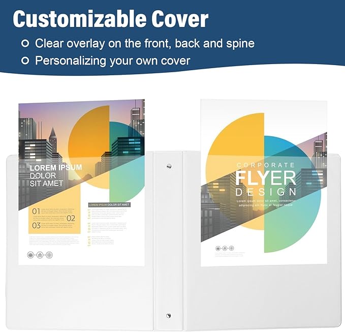 1.5-Inch 3-Ring Binder with Pockets, 1-1/2’’ Premium View Binders with Three Ring Binders Holds up to 325 Sheets US Letter Size, Bulk Pack of 6, Perfect for Home, Office, and School (1.5-inch) White