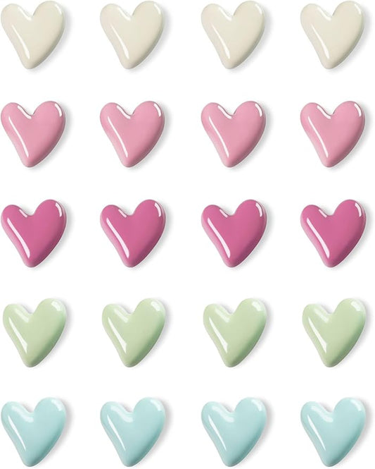 Mymazn 20Pcs Fridge Magnets Cute Refrigerator Magnet, Colorful Magnets for Whiteboard Cabinet Locker, Heart Decorative Magnets for Classroom Kitchen Office