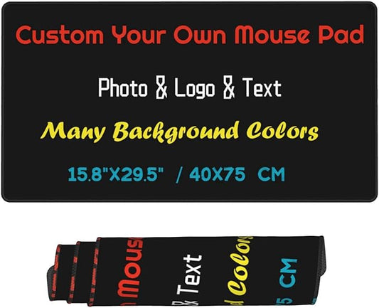 Custom Personalized Extra Large Mouse Pad with Photo Logo Text, Design Your Own Desk Mat for Desktop Gaming, Cool Extended Desk Mat, Water Resist Desk Pad for Keyboard Laptop for Kids Adults Teens