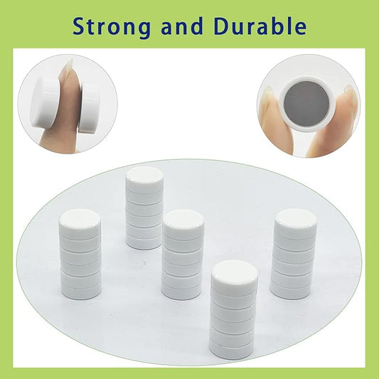 Fridge Magnets, 30 Pcs Strong Refrigerator Magnets, Heavy Duty Round Small Magnets for Whiteboard Fridge Locker Craft,Decorative Cute Mini Magnet for School Classroom Office Kitchen Home, White