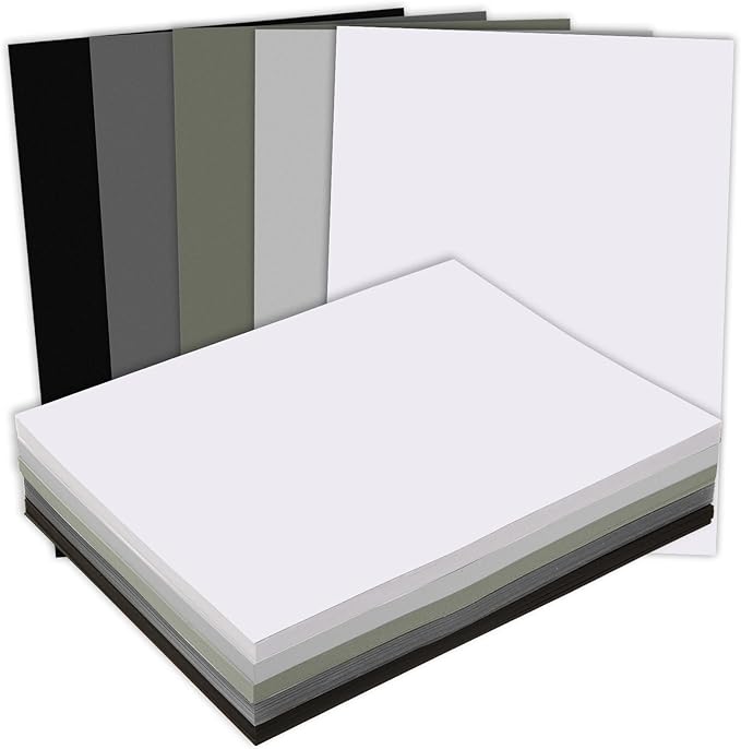 MixTeach 240 Sheets Assorted Gray Cardstock Paper 8.5 x 11" Medium Thick Card Stock 180gsm/65lb Printable Black White Kraft Paper for Scrapbooking, Card Making, Invitations, DIY Art Craft Supplies