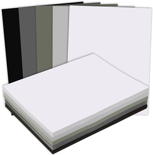 MixTeach 240 Sheets Assorted Gray Cardstock Paper 8.5 x 11" Medium Thick Card Stock 180gsm/65lb Printable Black White Kraft Paper for Scrapbooking, Card Making, Invitations, DIY Art Craft Supplies