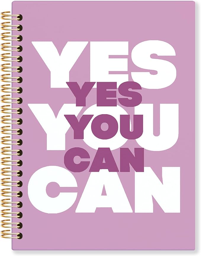 KRHFG Rrose red Inspirational Spiral Notebook, Motivational Journal, Positive Affirmation Journals for Writing, Yes You Can Girly Preppy Notebooks for Note Taking, 5.5x8.3 Inch