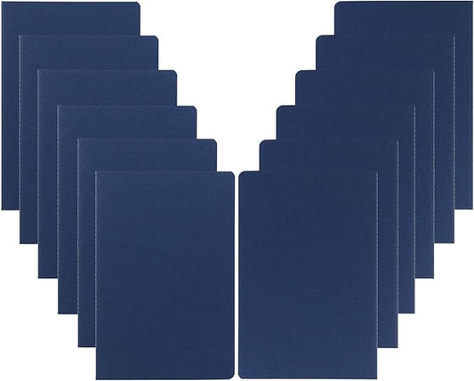 12 Pack College Ruled Notebook Journals Bulk, Lined Paper, 60 Page, 5.5x8.3 inch, A5, Travel Journal Set for Travelers, Students, Church, Office, Writing Diary Subject Notebooks Planner, Blue