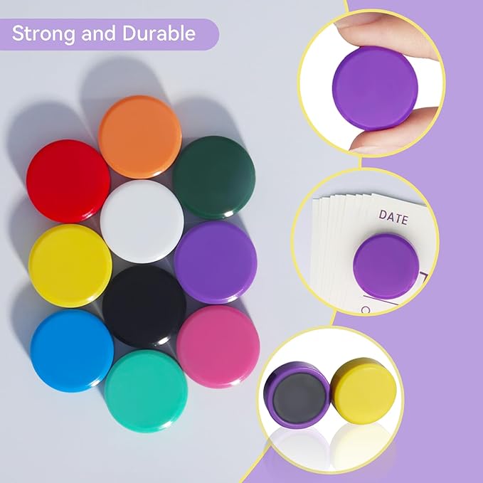 ZDZBLX Fridge Magnets, 40 PCS Strong Refrigerator Magnets in 10 Colors, Heavy Duty Small Round Magnets for Whiteboard, Locker, Classroom, Office, Cute Mini Decorative Magnets for Fridge, Home, Kitchen