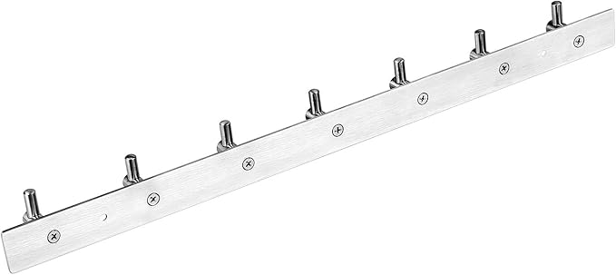 Towel Hook Rack Brushed Nickel 17-Inch Coat Hook Rail Wall Mounted with 7 Heavy Duty Hooks, Durable Wall Hangers for Bedroom, Bathroom, Foyer, Hallway (304 Stainless Steel)