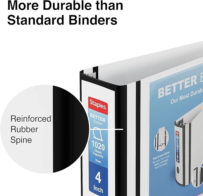 Staples 1618005 Better 4-Inch 3 Ring View Binder White