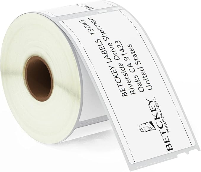 BETCKEY - Compatible DYMO 30323 (2-1/8" x 4") Shipping/Name Badge Labels, Perforated, Compatible with DYMO Labelwriter 450, 4XL, NOT Fit 550 & 5XL [1 Roll/240 Labels]