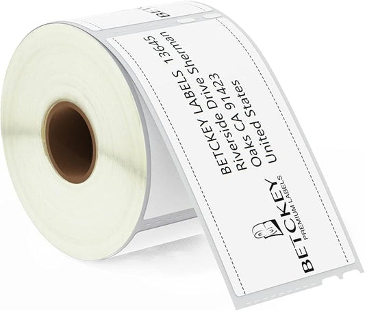 BETCKEY - Compatible DYMO 30323 (2-1/8" x 4") Shipping/Name Badge Labels, Perforated, Compatible with DYMO Labelwriter 450, 4XL, NOT Fit 550 & 5XL [1 Roll/240 Labels]