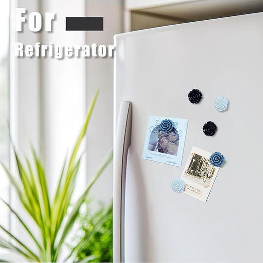 KEYDUACU 15 Pcs - Black Cute Flower Magnets, Girls Locker Magnets for Refrigerators and Lockers, Whiteboards and for Decorative Purposes (15 Pcs - Rose - Black)