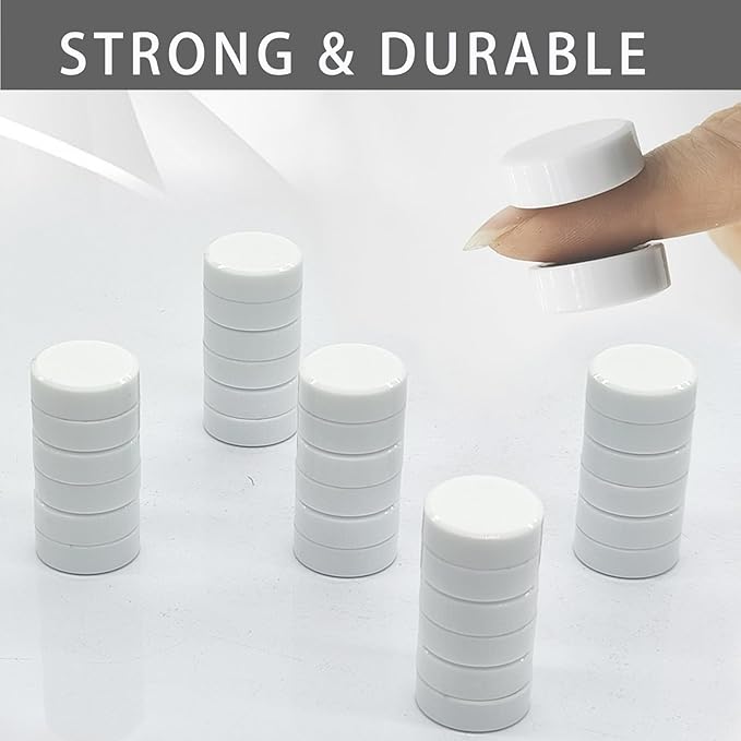 ZDZBLX Fridge Magnets, 20 Pack Strong Refrigerator Magnets, Small Round Whiteboard Magnets, Heavy Duty Cute Mini Magnet for Fridge, Locker, Classroom, School, Office, Crafts & DIY, White Circle Magnet