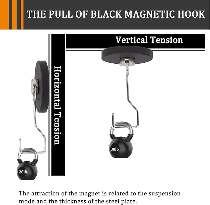 1.7Inch Anti-Scratch Heavy Duty Rubber Magnet Hooks