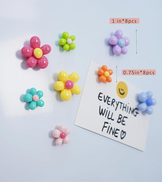 16 pcs - Cute Flower Magnet, Colorful Magnet, Suitable for Refrigerator and Locker, whiteboard, and Decorative Purposes (16 pcs - Five Petal Flower)