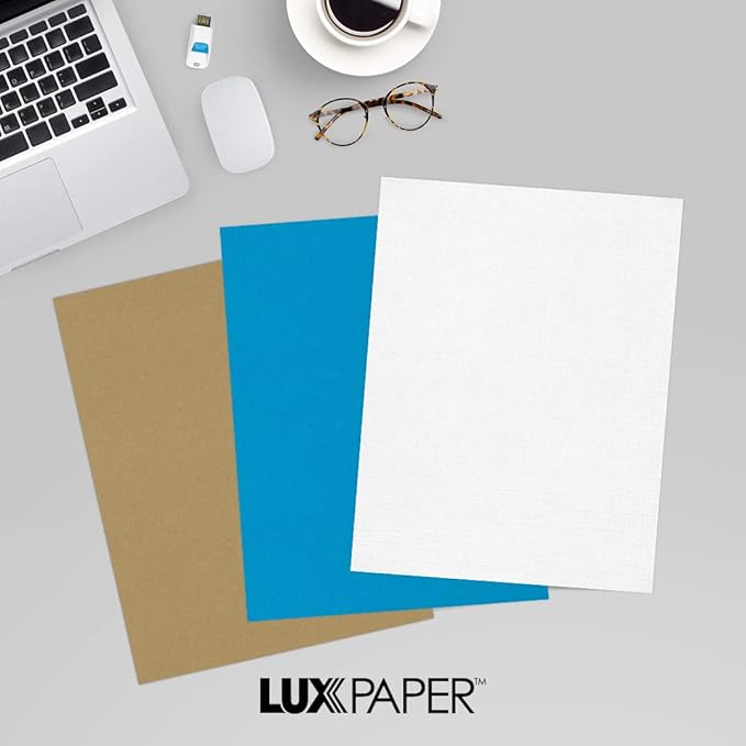 LUXPaper 8.5" x 11" Classic Linen Paper | Letter Size | Avon Brilliant White | 70lb. Text | 500 Qty