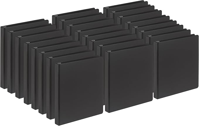 Samsill 1 Inch Document Storage Binder, Made in USA, FSC 100% Recycled Chipboard, Round Ring, 3 Ring Binder, 24 Pack, Black