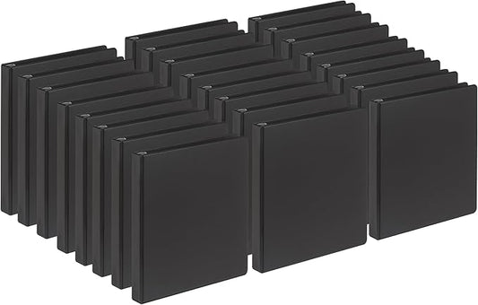 Samsill 1 Inch Document Storage Binder, Made in USA, FSC 100% Recycled Chipboard, Round Ring, 3 Ring Binder, 24 Pack, Black