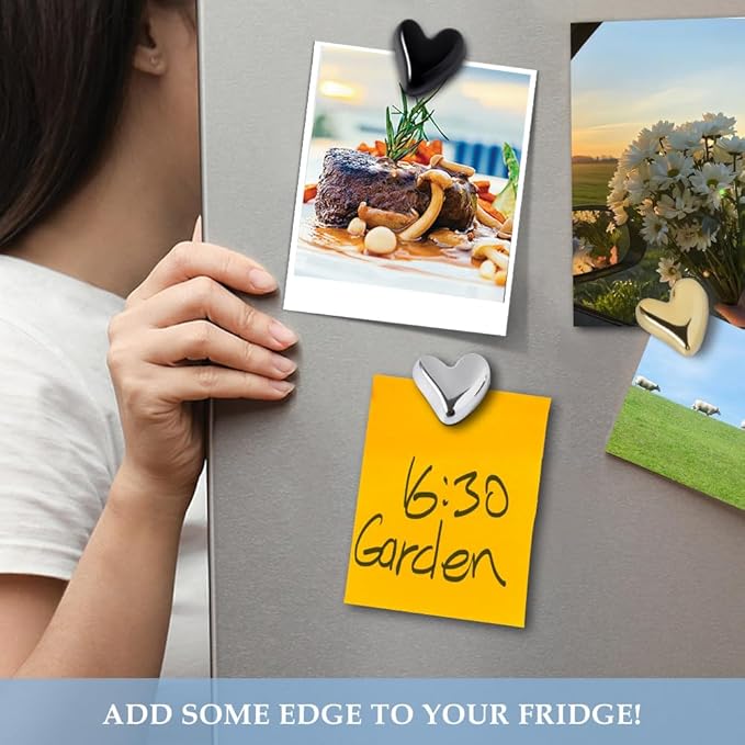 22Pcs Fridge Magnets,Cute Love Heart Decorative Magnets, Refrigerator Magnets for Whiteboard Cabinet Locker,Strong Holding Power,Gold