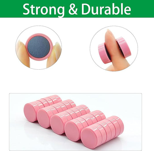 ZDZBLX 30 Pack Strong Fridge Magnets, Heavy Duty Round Refrigerator Magnets, Small Whiteboard Magnets for Fridge, Locker, Crafts, Kitchen, Office, Classroom, Mini Cute Magnet for Home & School (Pink)