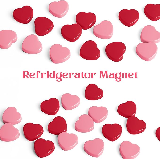 ZDZBLX 40PCS Heart Fridge Magnets - Cute Mini Strong Magnets for Whiteboard & School Lockers - Decorative Refrigerator Magnets - Heavy Duty Small Magnet for Kitchen, Home, Office, Crafts (Pink +Red)