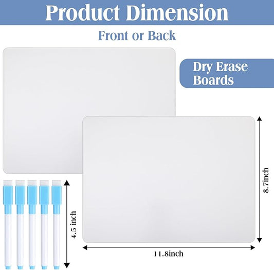 Fulmoon Dry Erase Lapboard Set with Markers Dry Erase Boards Classroom Pack Small White Board 9"X12" Mini Double Sided Whiteboard Set Lapboards for School Supplies(200 Pcs)
