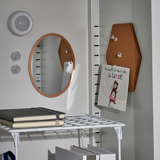 LockerMate by Bostitch 10-Piece Fashion Locker Kit with 12"" Stac-A-Shelf, Includes Mirror, Cork Board & Push Light, White/Crystal