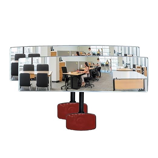Nnaningo Wide Angle Convex Mirror for Computer Monitor, Office Cubicle & Desk, Stick-On Rear View Mirror to See Behind You, 360° Rotatable Security Mirrors for Personal Safety (2 Pack 12" x 3")