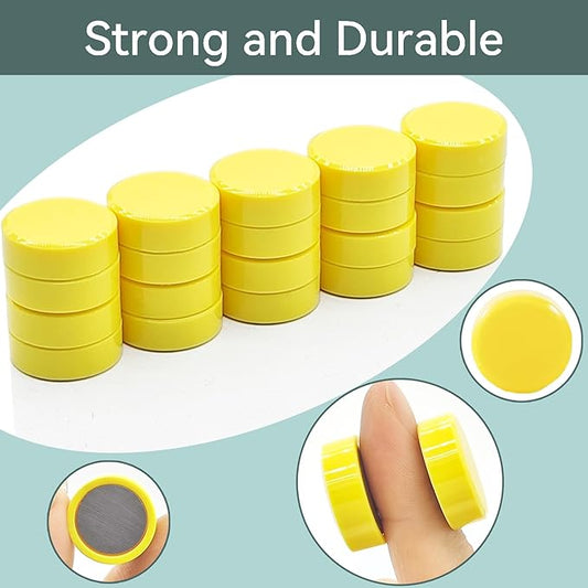 Fridge Magnets, 30 Pack Strong Small Refrigerator Magnets, Heavy Duty Cute Mini Whiteboard Round Magnets for Fridge, Locker, Office, Classroom, Kitchen, Yellow