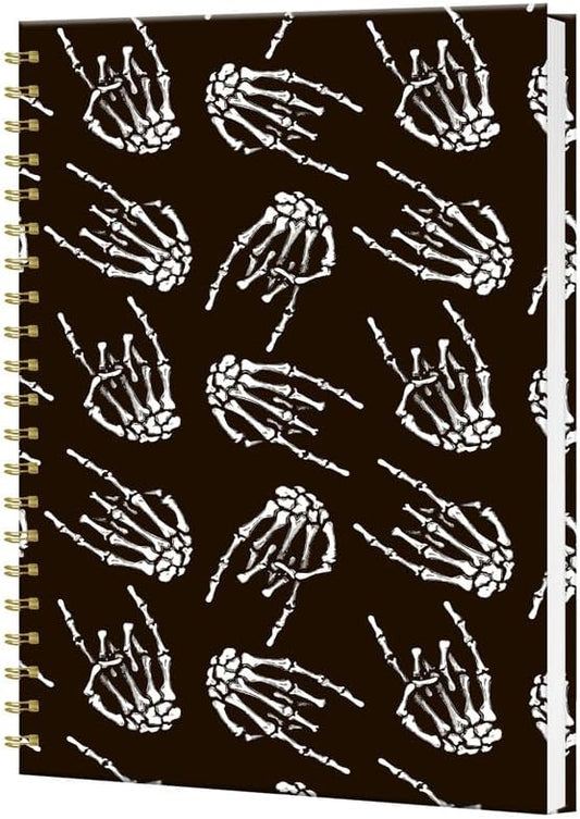 iampanda Spiral Journal Notebook,Strong Twin-Wire Binding with Premium Paper for Women,Cool 60 Sheets B5 College Ruled Notebook/Journal,Perfect for School Office Work,Skull Skeleton Hand