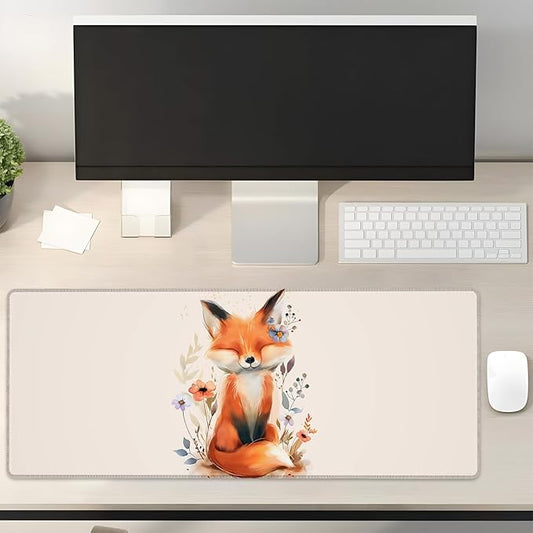Fox Gaming Mouse Pad Gifts 31.5" x 11.8", Non-Slip Rubber Base MousePads for Computers Laptop School Office Home Accessories Decor, Mouse Pad, Keyboard Desk Mat