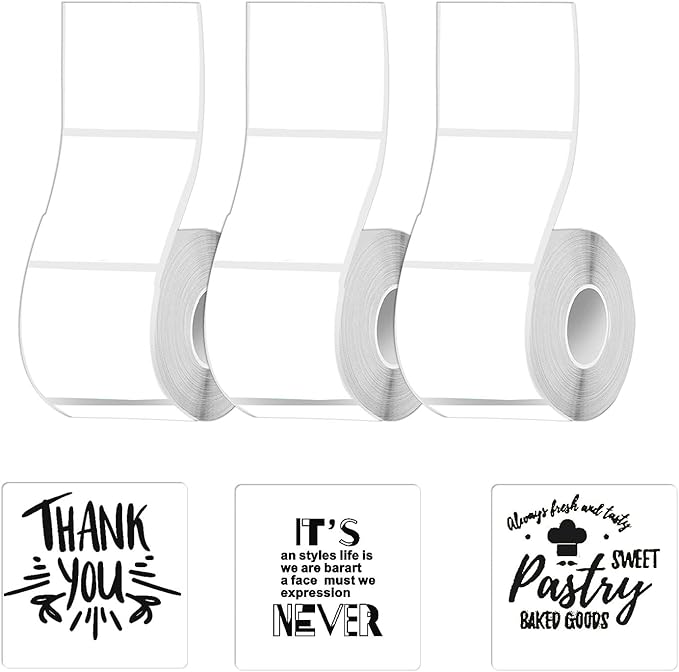 2 inch Square Thermal Labels for T50M/M110/M120/M220/M221 Label Maker, Thermal Printer Labels for Barcode, Shipping, Customized, Direct Thermal Stickers 420 PCS/3 Rolls, White