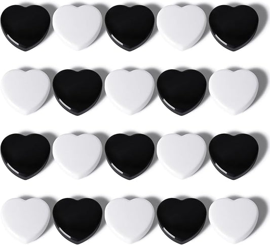 Fridge Magnets - 20PCS Cute Heart Mini Refrigerator Magnets for Whiteboard Fridge & Locker, Decorative Heavy Duty Magnets - Small Strong Kitchen Magnet for Office Classroom School (Black+White)