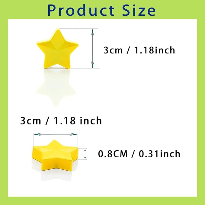 Fridge Magnets - 30 Pcs Refrigerator Magnets Strong Small Whiteboard Magnet, Heavy Duty Mini Magnets for Kitchen, Locker, Office, Classroom & Office Use - Decorative Cute Magnet (Star, Yellow)